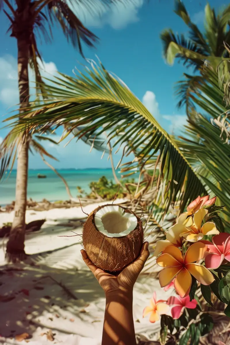 Cinematic coconut on the beach